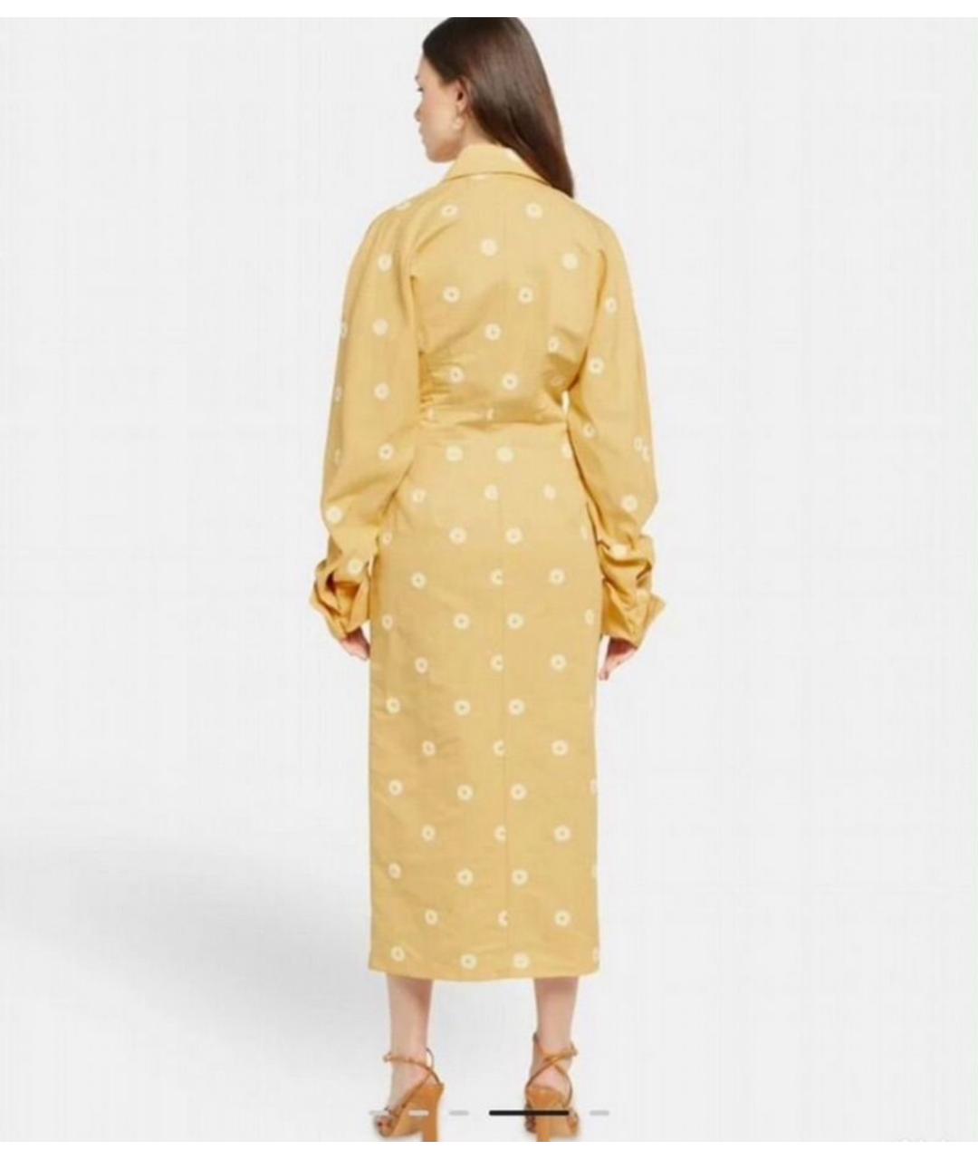 SPORTMAX Желтое хлопковое повседневное платье, фото 2
