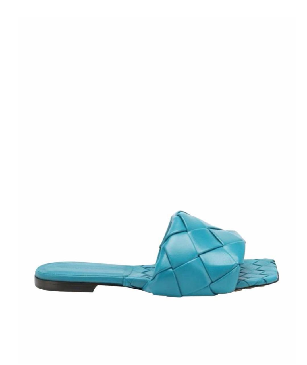 BOTTEGA VENETA Голубые кожаные босоножки, фото 7