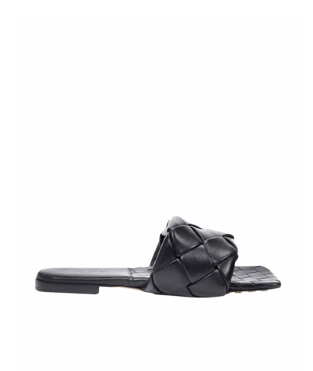 BOTTEGA VENETA Черные кожаные шлепанцы, фото 8