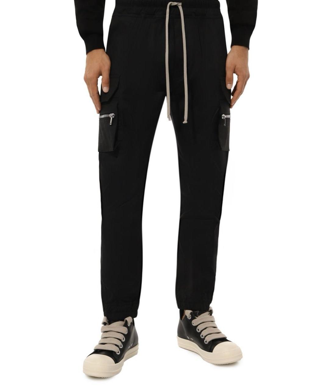 RICK OWENS Черные хлопковые повседневные брюки, фото 3