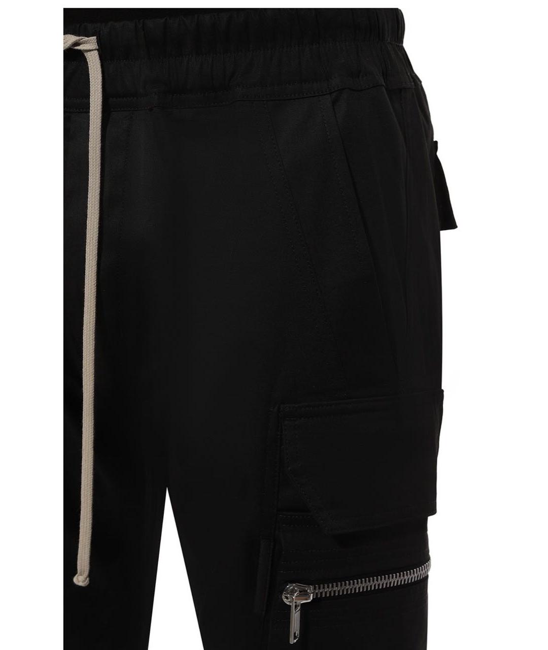 RICK OWENS Черные хлопковые повседневные брюки, фото 4
