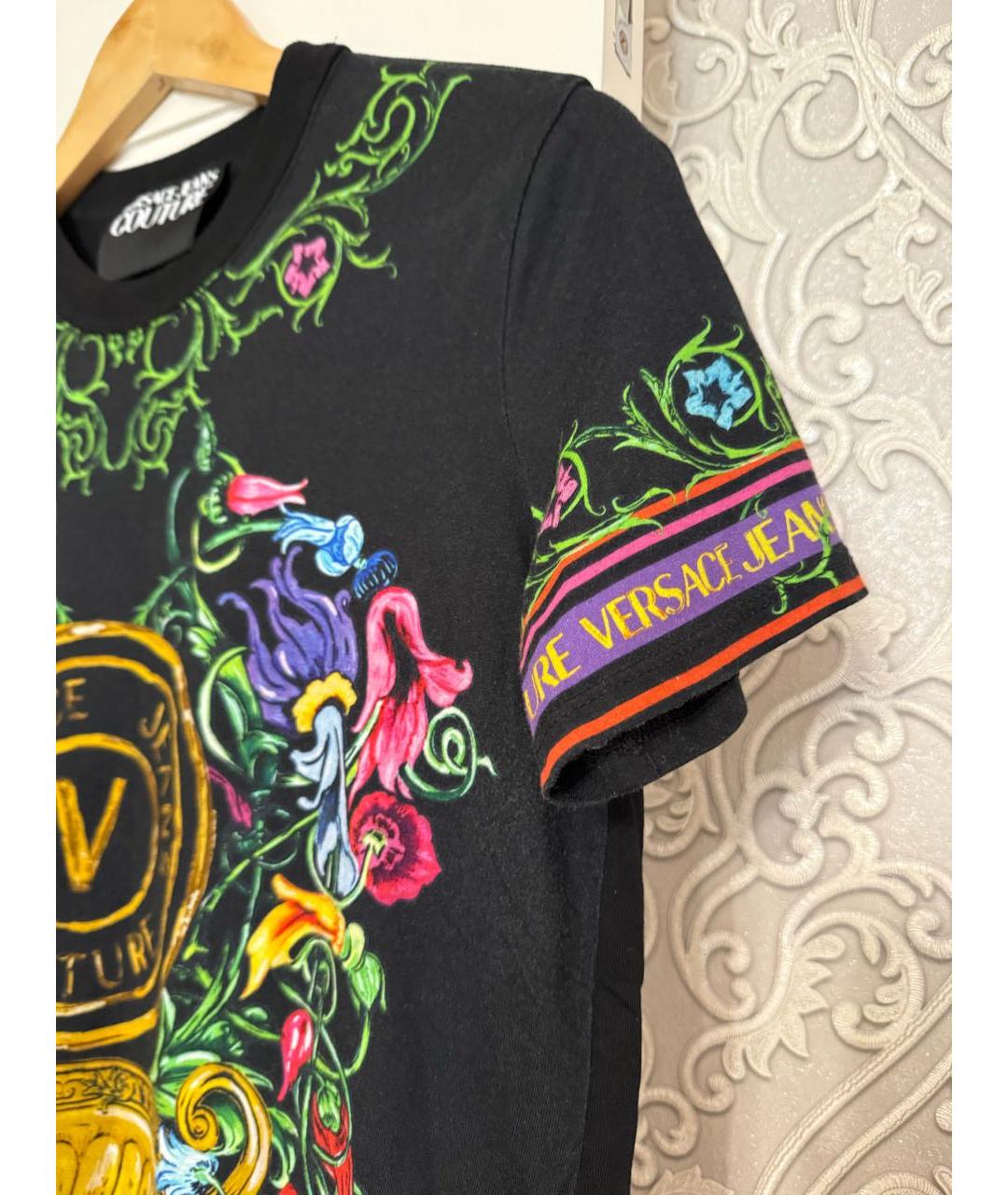 VERSACE JEANS COUTURE Черная хлопковая футболка, фото 4