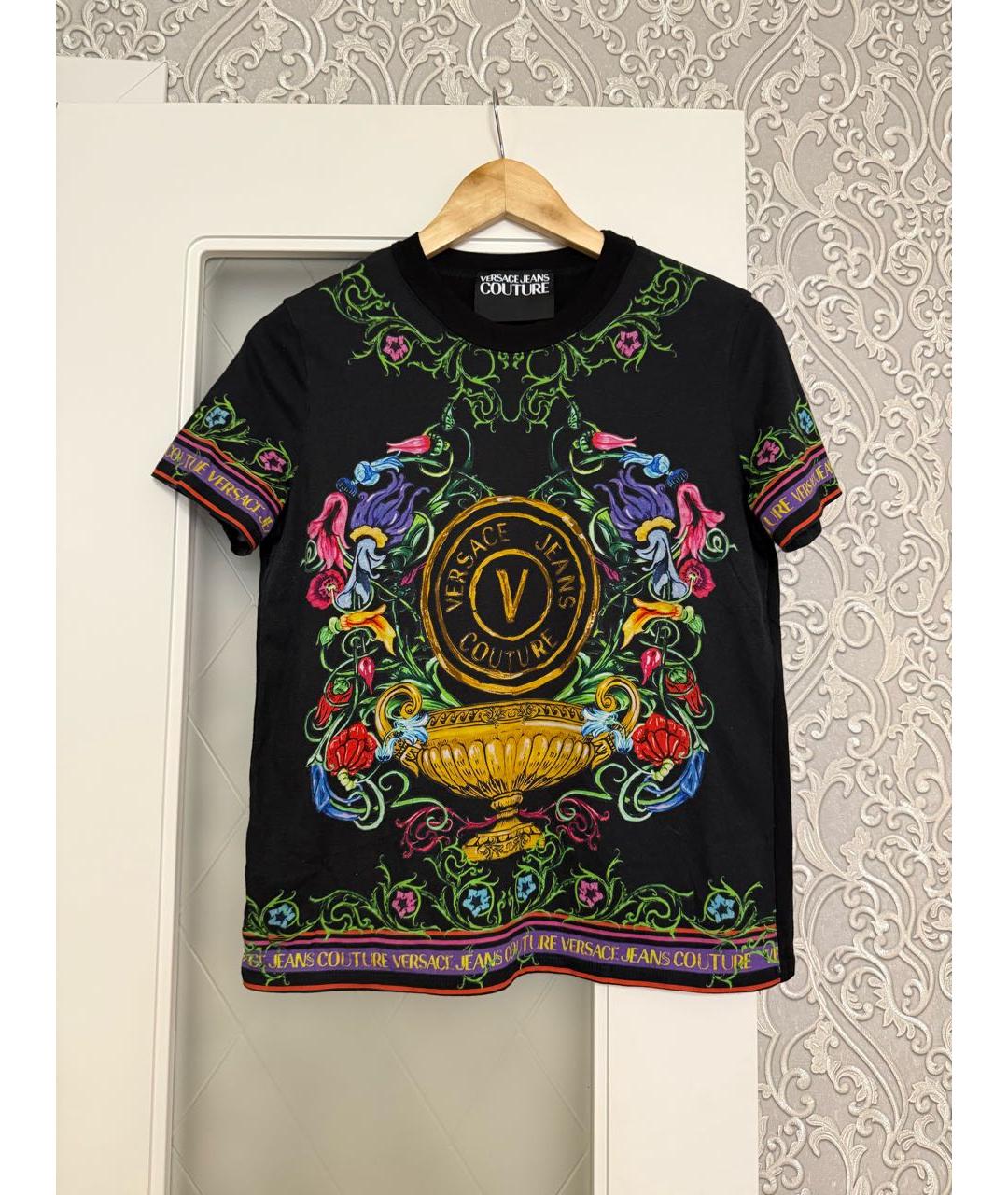 VERSACE JEANS COUTURE Черная хлопковая футболка, фото 7