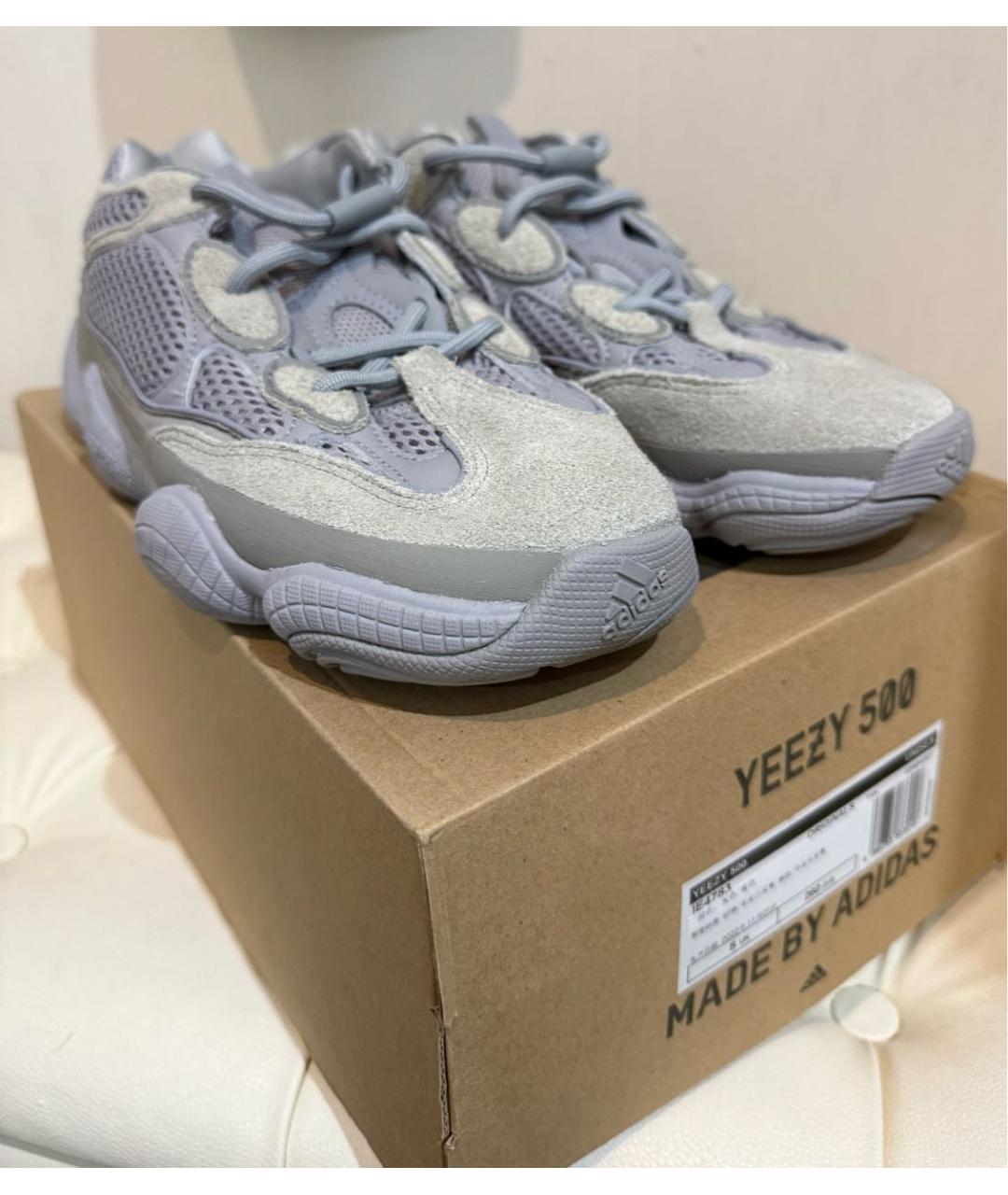 ADIDAS YEEZY Серые замшевые низкие кроссовки / кеды, фото 2