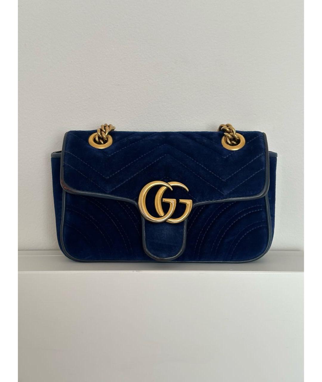 GUCCI Темно-синяя бархатная сумка через плечо, фото 7