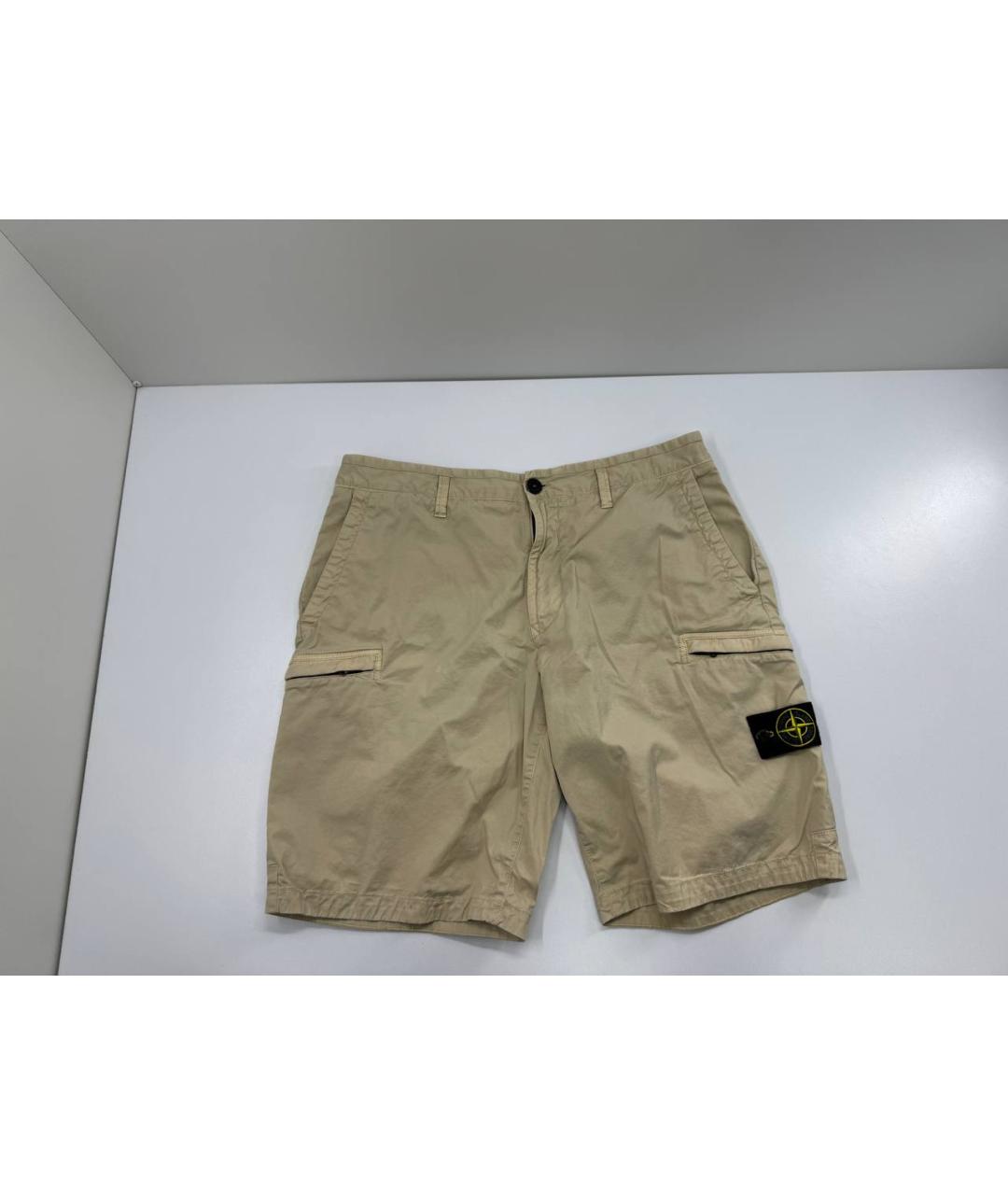 STONE ISLAND Бежевые хлопковые шорты, фото 7