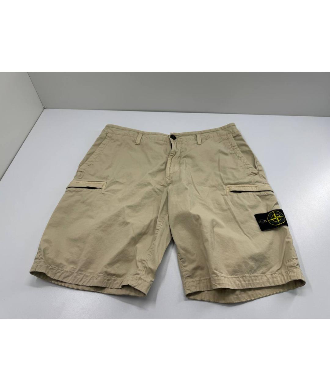 STONE ISLAND Бежевые хлопковые шорты, фото 2