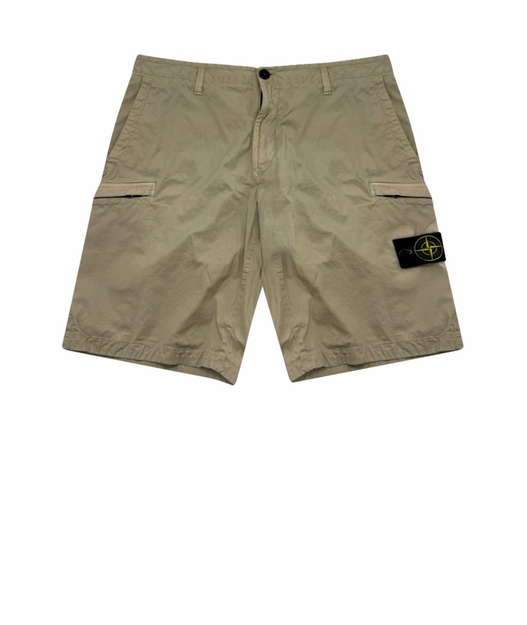 STONE ISLAND Бежевые хлопковые шорты, фото 1