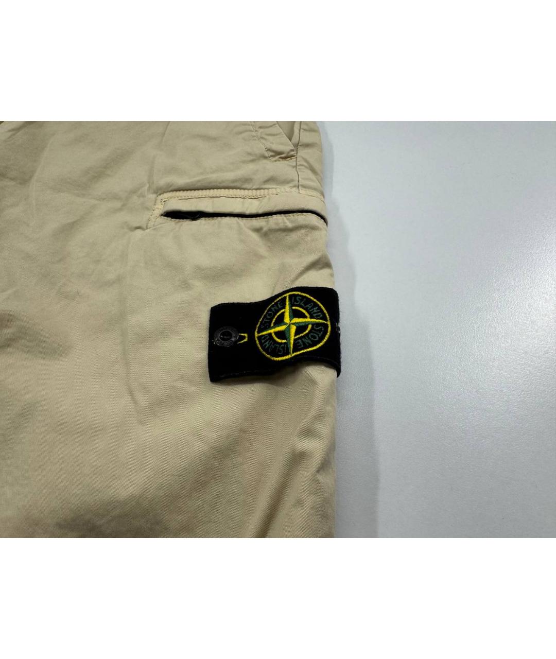 STONE ISLAND Бежевые хлопковые шорты, фото 3