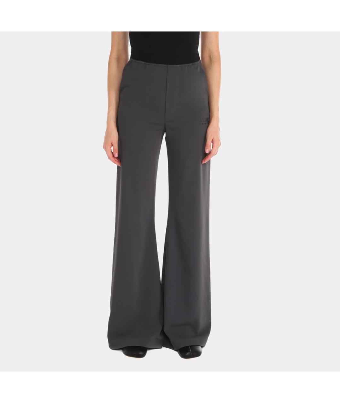 MM6 MAISON MARGIELA Серые полиэстеровые прямые брюки, фото 5