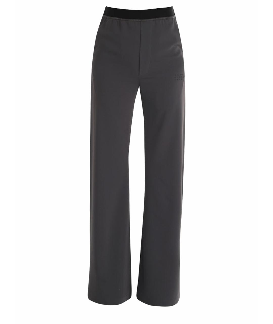 MM6 MAISON MARGIELA Серые полиэстеровые прямые брюки, фото 1