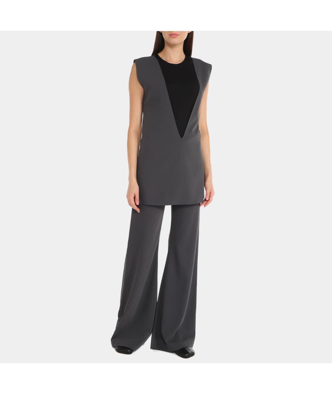 MM6 MAISON MARGIELA Серые полиэстеровые прямые брюки, фото 4