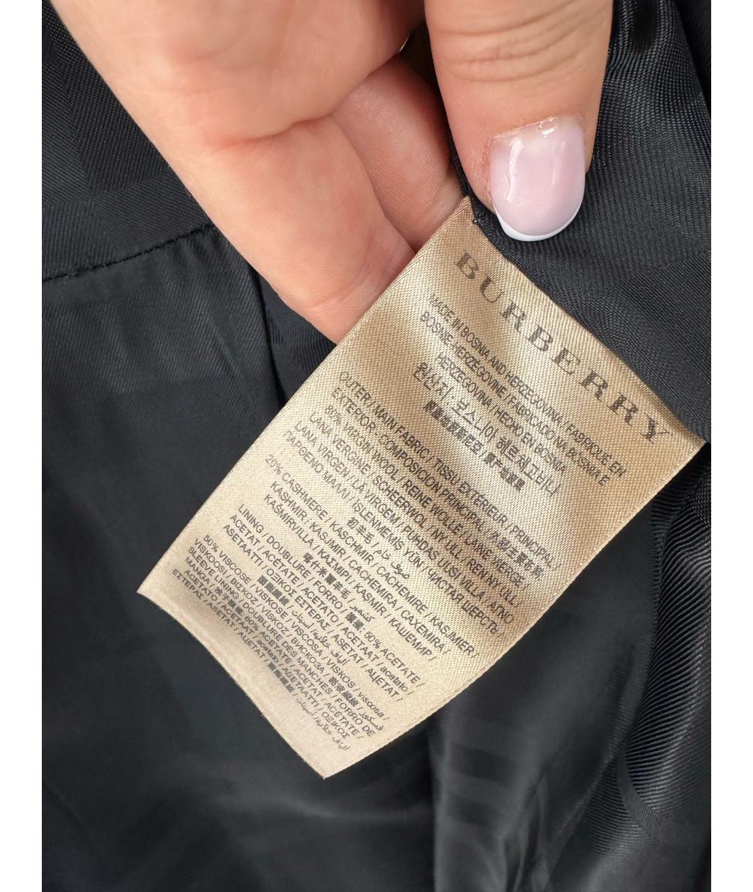 BURBERRY Черное шерстяное пальто, фото 5