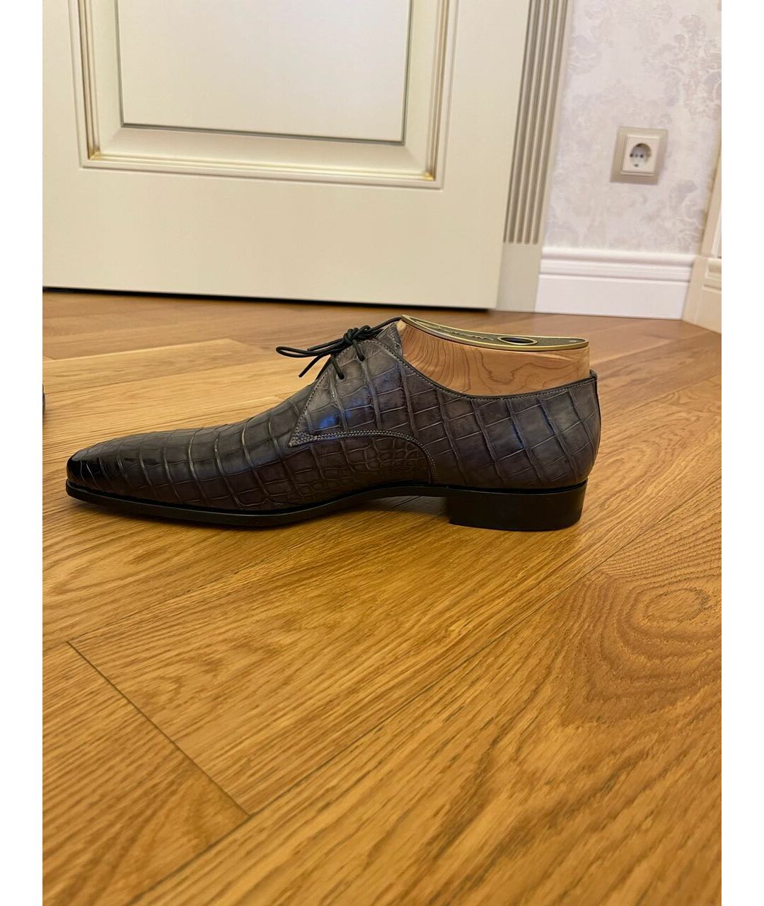 SANTONI Серые туфли из экзотической кожи, фото 9