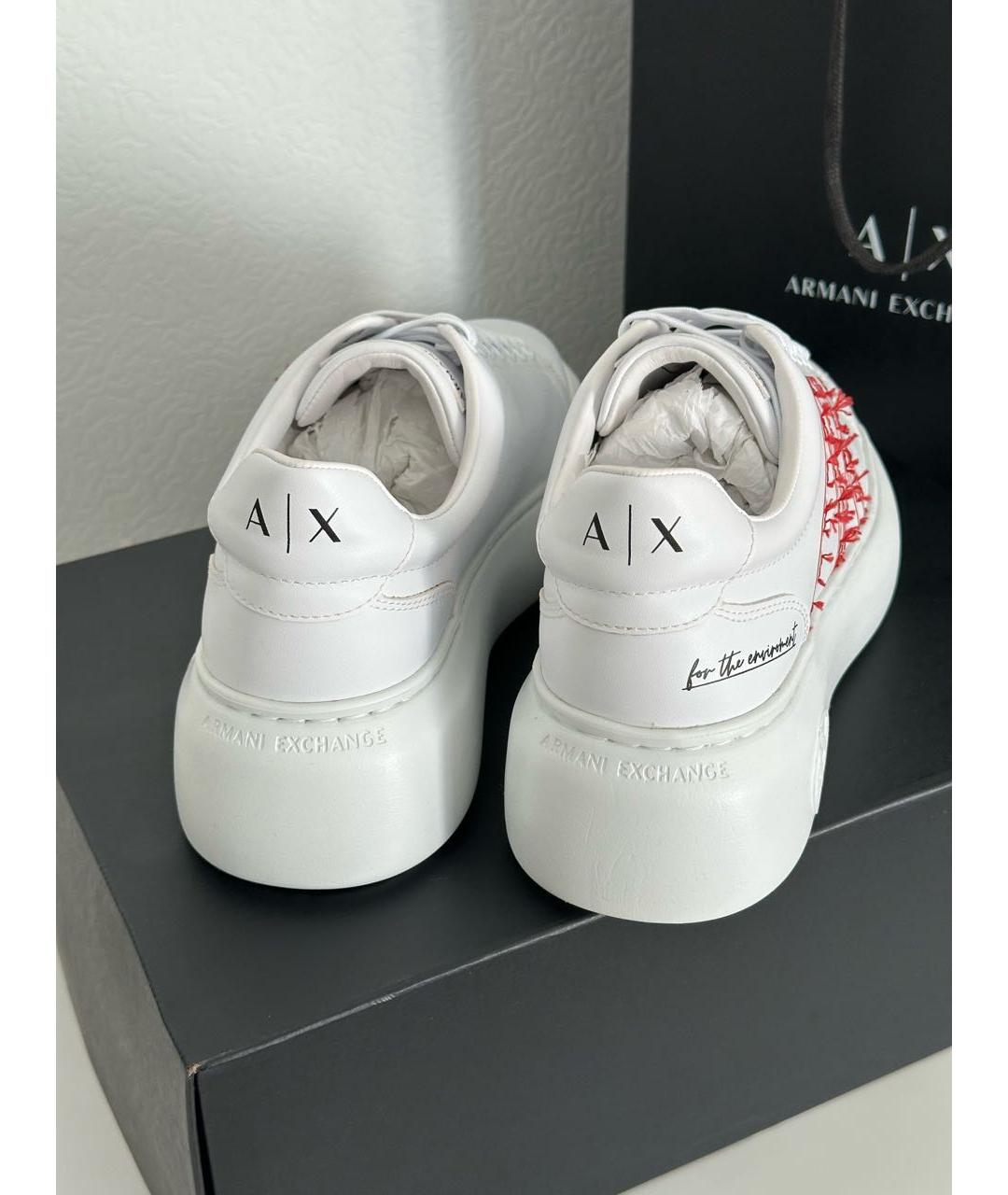 ARMANI EXCHANGE Белые кожаные кроссовки, фото 4