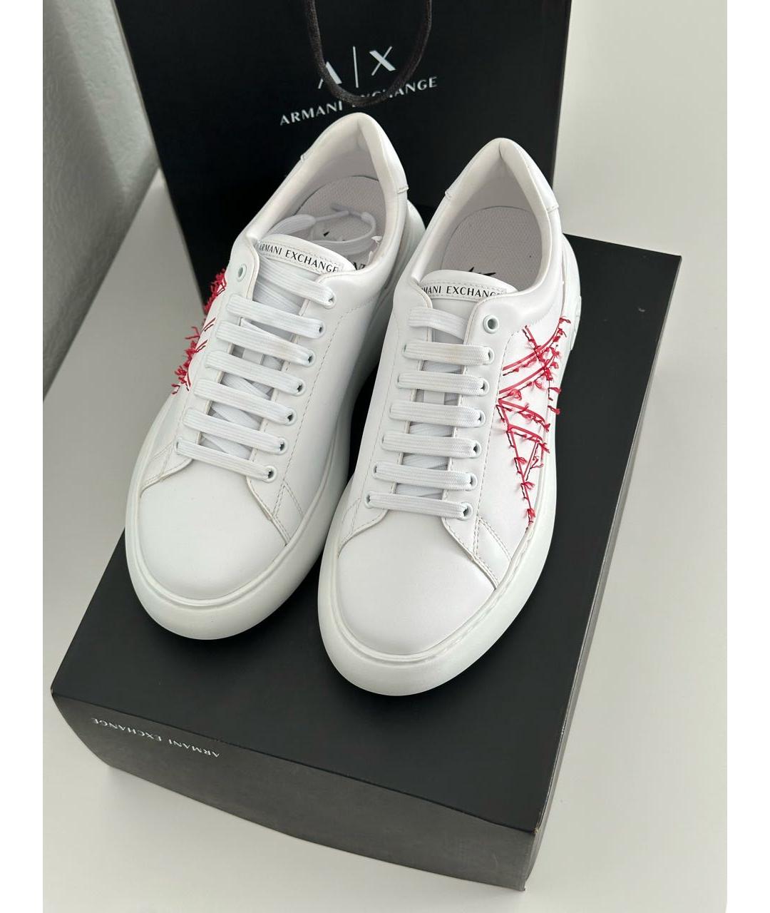 ARMANI EXCHANGE Белые кожаные кроссовки, фото 2