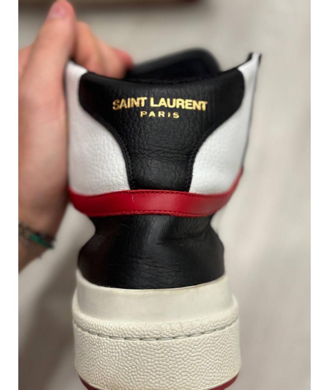 SAINT LAURENT Черные кожаные высокие кроссовки / кеды, фото 4