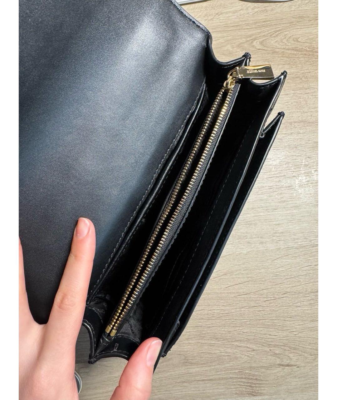 MICHAEL MICHAEL KORS Черная кожаная сумка через плечо, фото 4