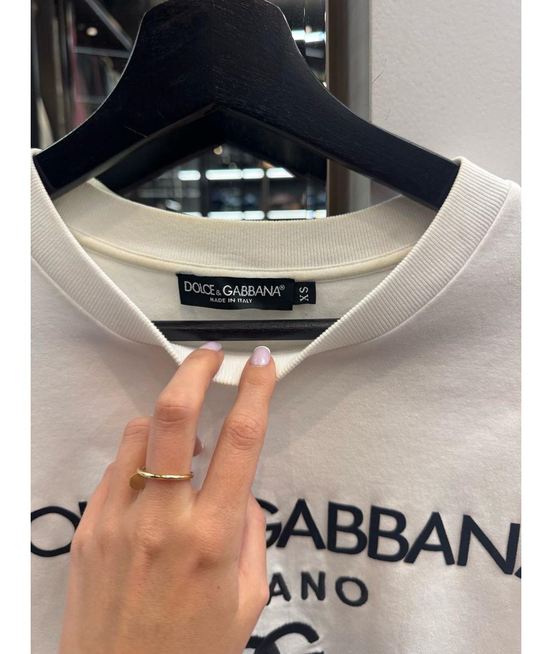DOLCE&GABBANA Белая хлопковая футболка, фото 2