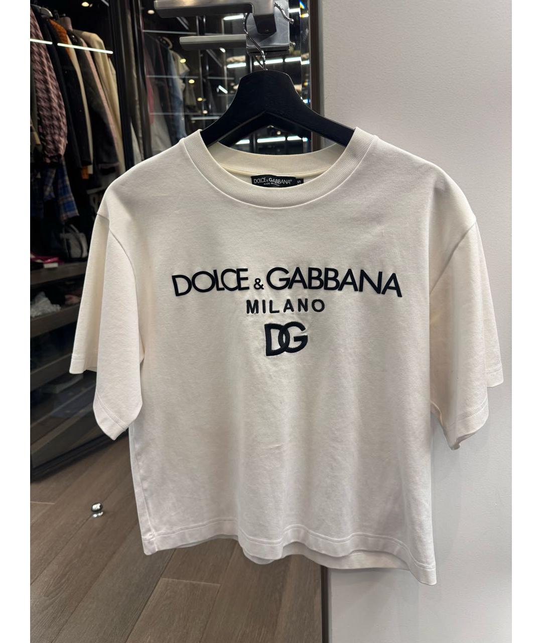 DOLCE&GABBANA Белая хлопковая футболка, фото 5