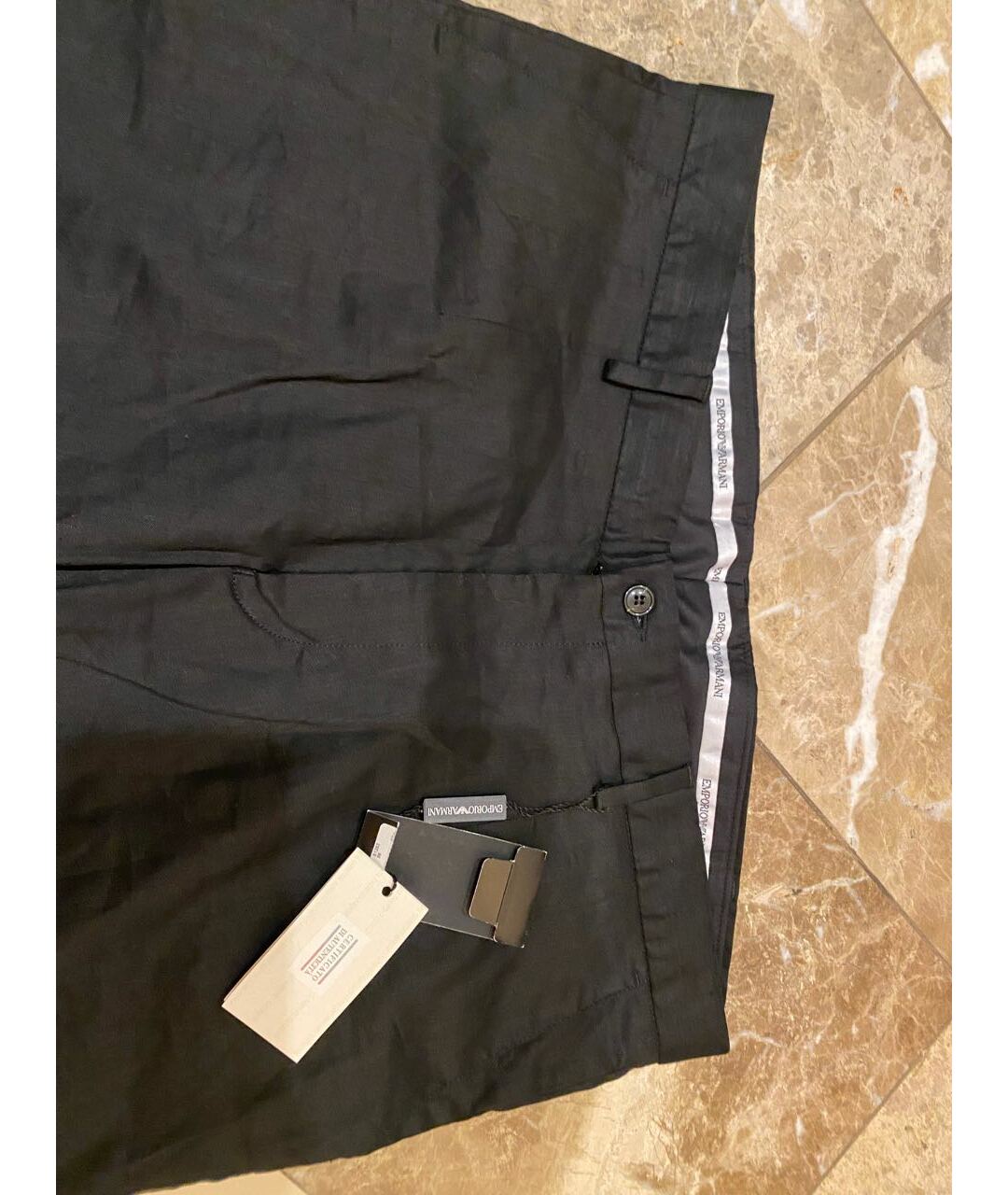 EMPORIO ARMANI Черные льняные классические брюки, фото 3