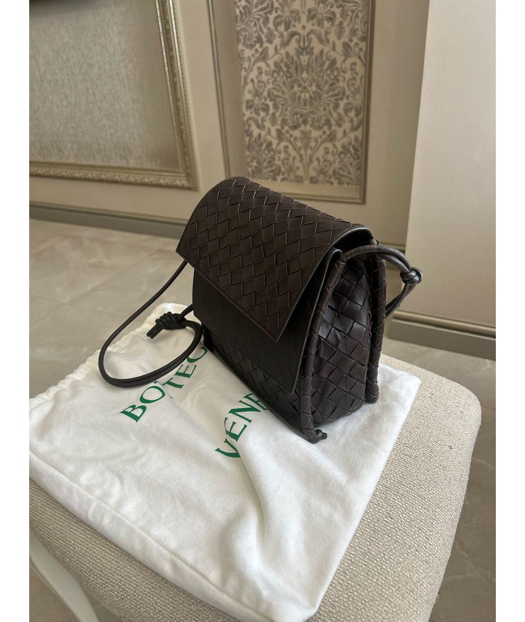 BOTTEGA VENETA Коричневая кожаная сумка через плечо, фото 3