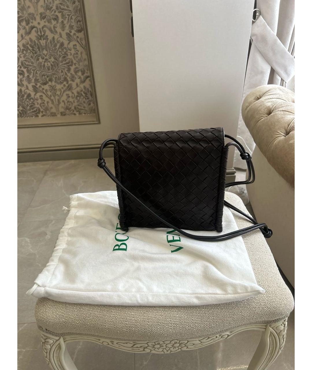 BOTTEGA VENETA Коричневая кожаная сумка через плечо, фото 4