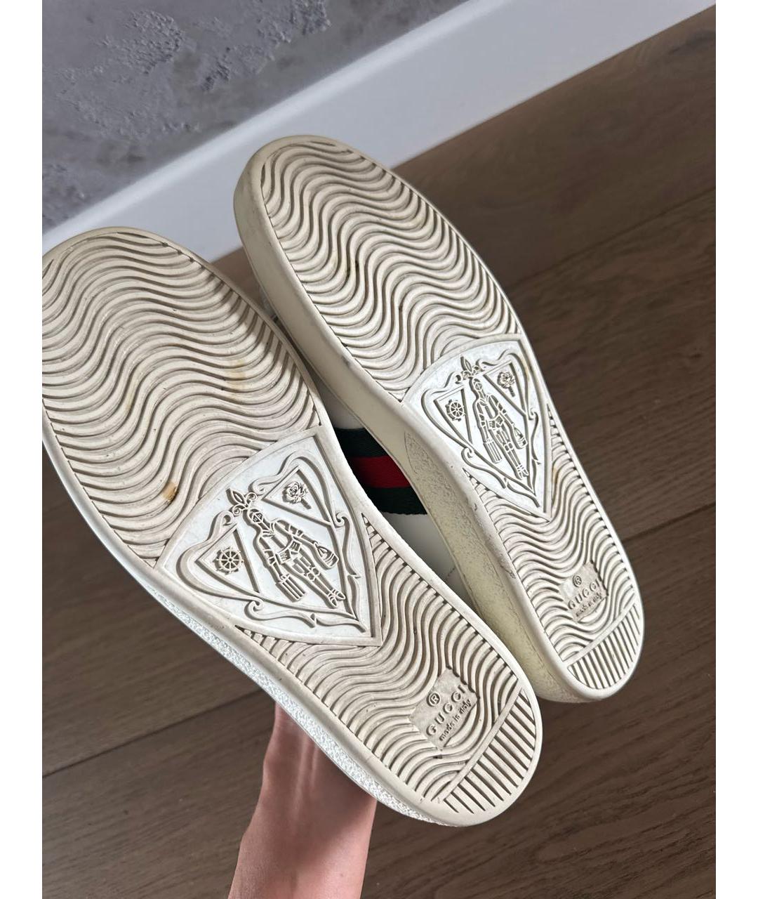 GUCCI Белые кожаные кеды, фото 6
