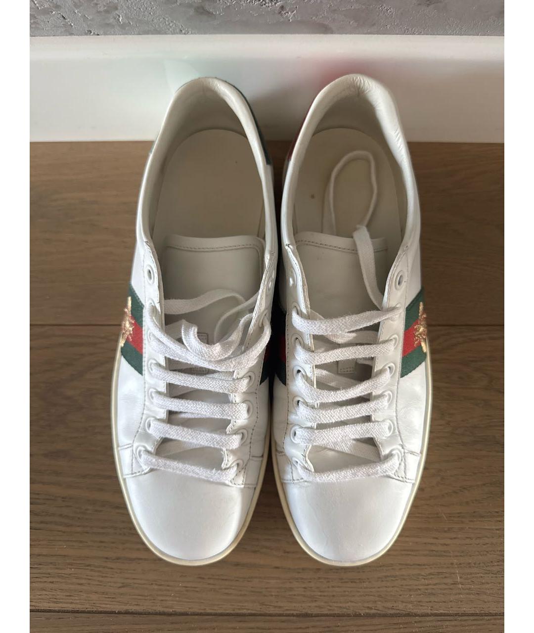 GUCCI Белые кожаные кеды, фото 3