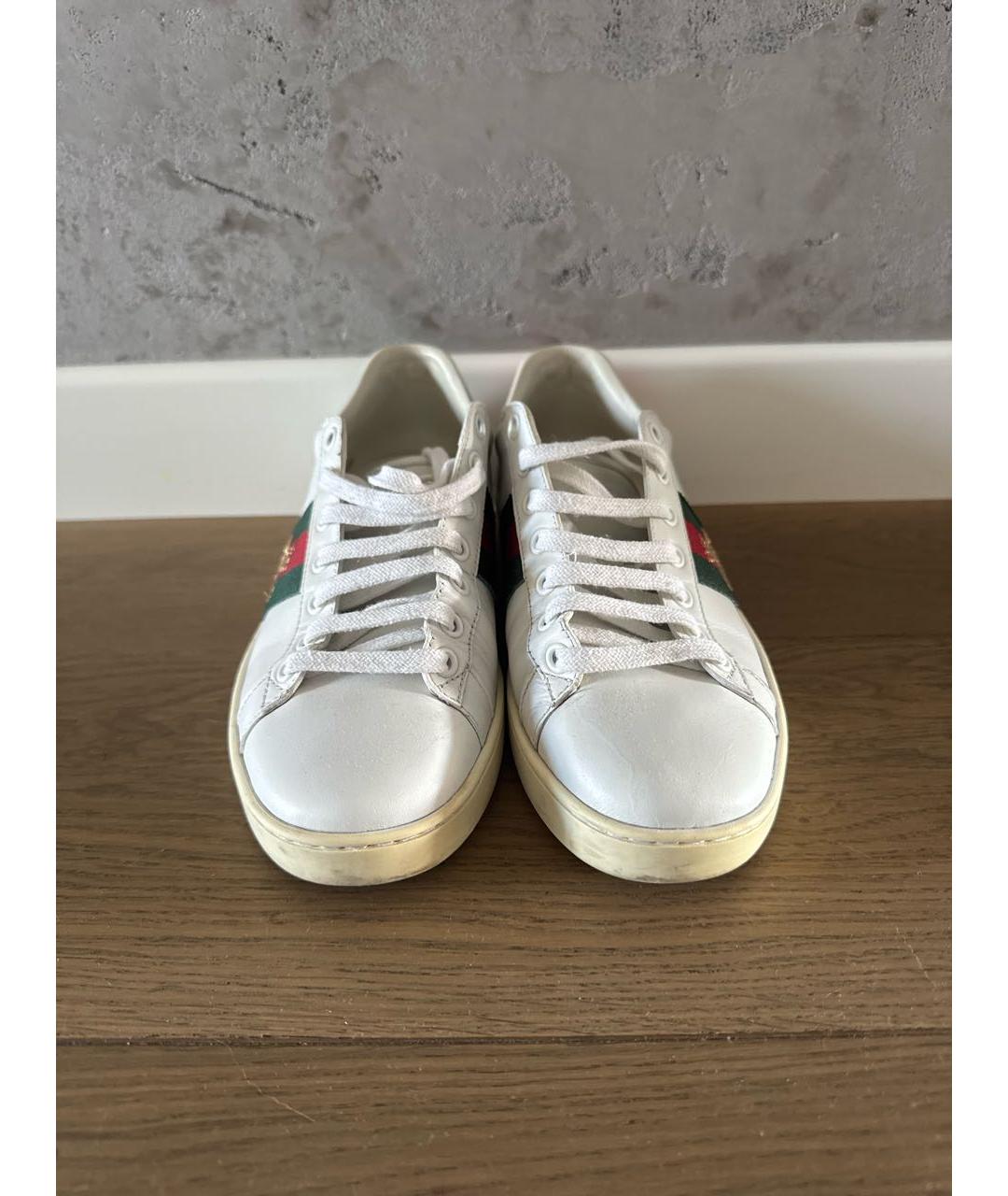 GUCCI Белые кожаные кеды, фото 2
