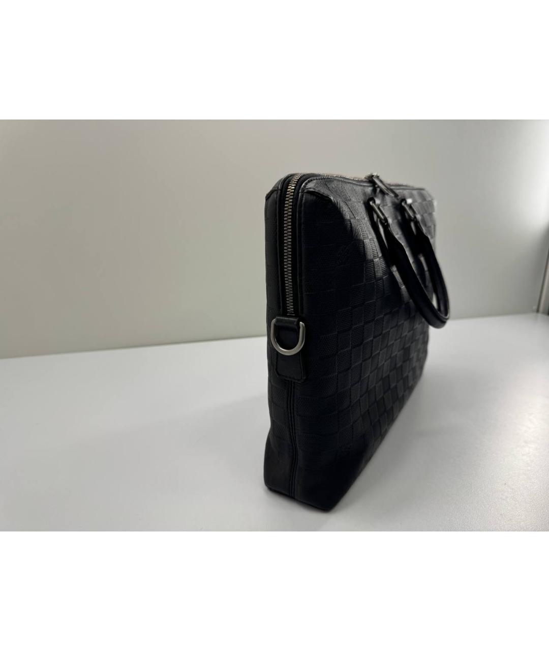 LOUIS VUITTON Черный кожаный портфель, фото 5
