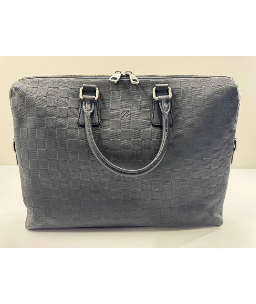 LOUIS VUITTON Черный кожаный портфель, фото 2