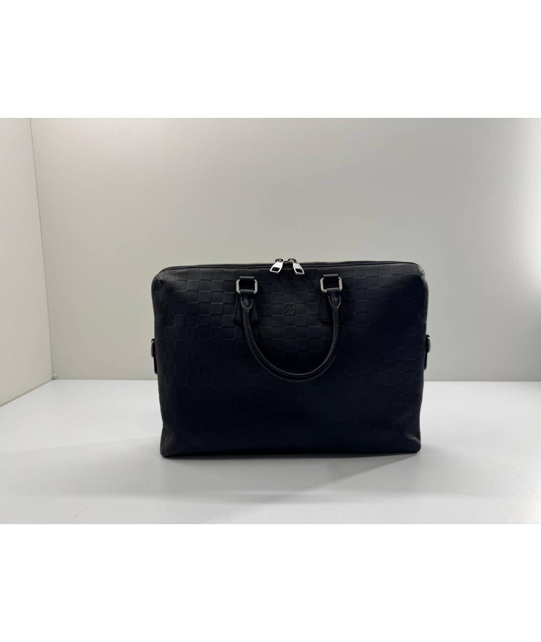 LOUIS VUITTON Черный кожаный портфель, фото 9