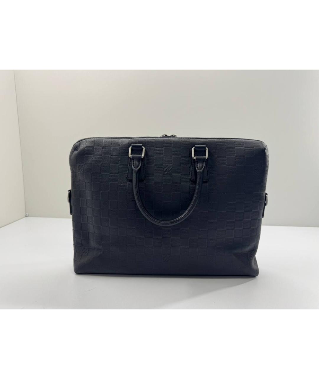 LOUIS VUITTON Черный кожаный портфель, фото 6