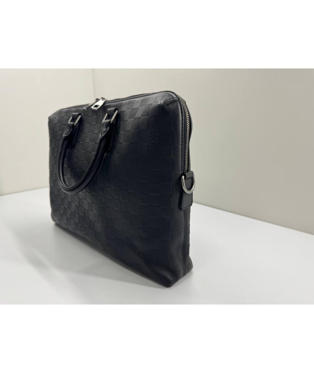 LOUIS VUITTON Черный кожаный портфель, фото 4