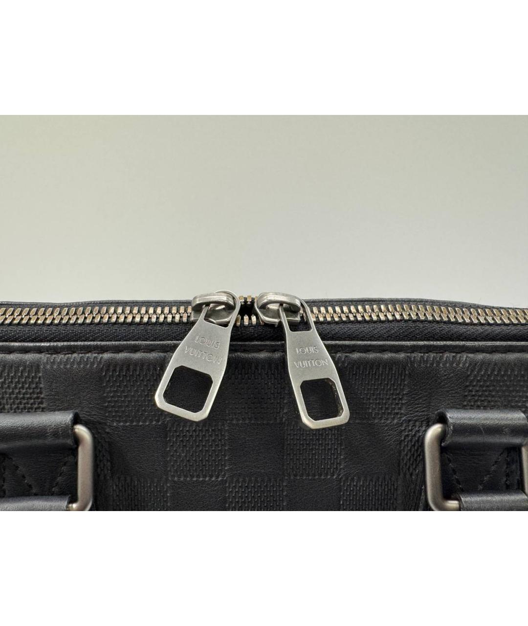 LOUIS VUITTON Черный кожаный портфель, фото 3
