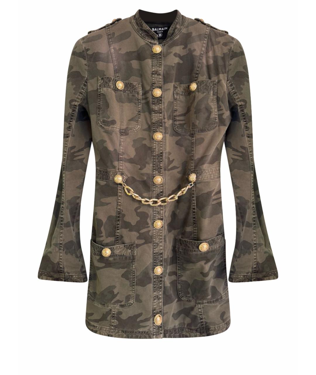 BALMAIN Хаки хлопковое повседневное платье, фото 1