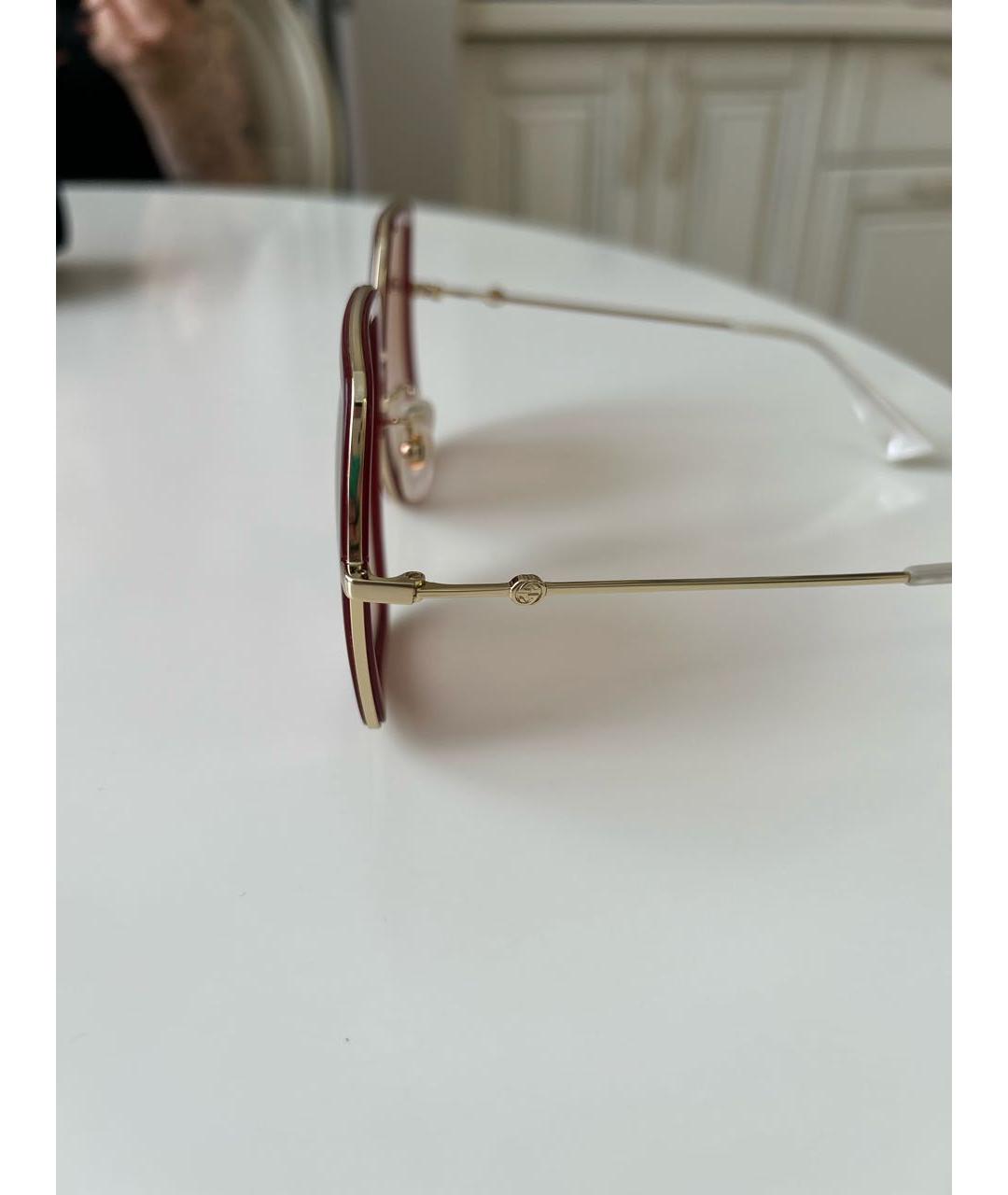 GUCCI Бордовые металлические солнцезащитные очки, фото 2