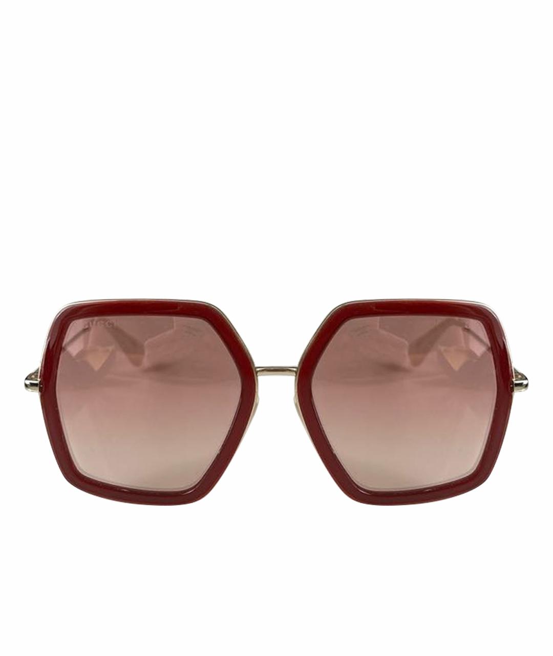GUCCI Бордовые металлические солнцезащитные очки, фото 1