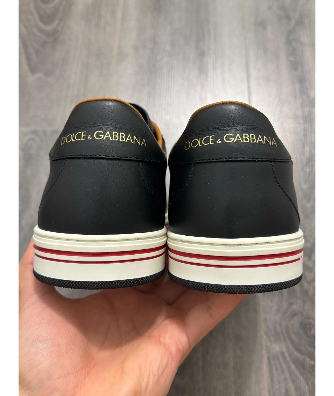 DOLCE&GABBANA Черные кожаные низкие кроссовки / кеды, фото 4