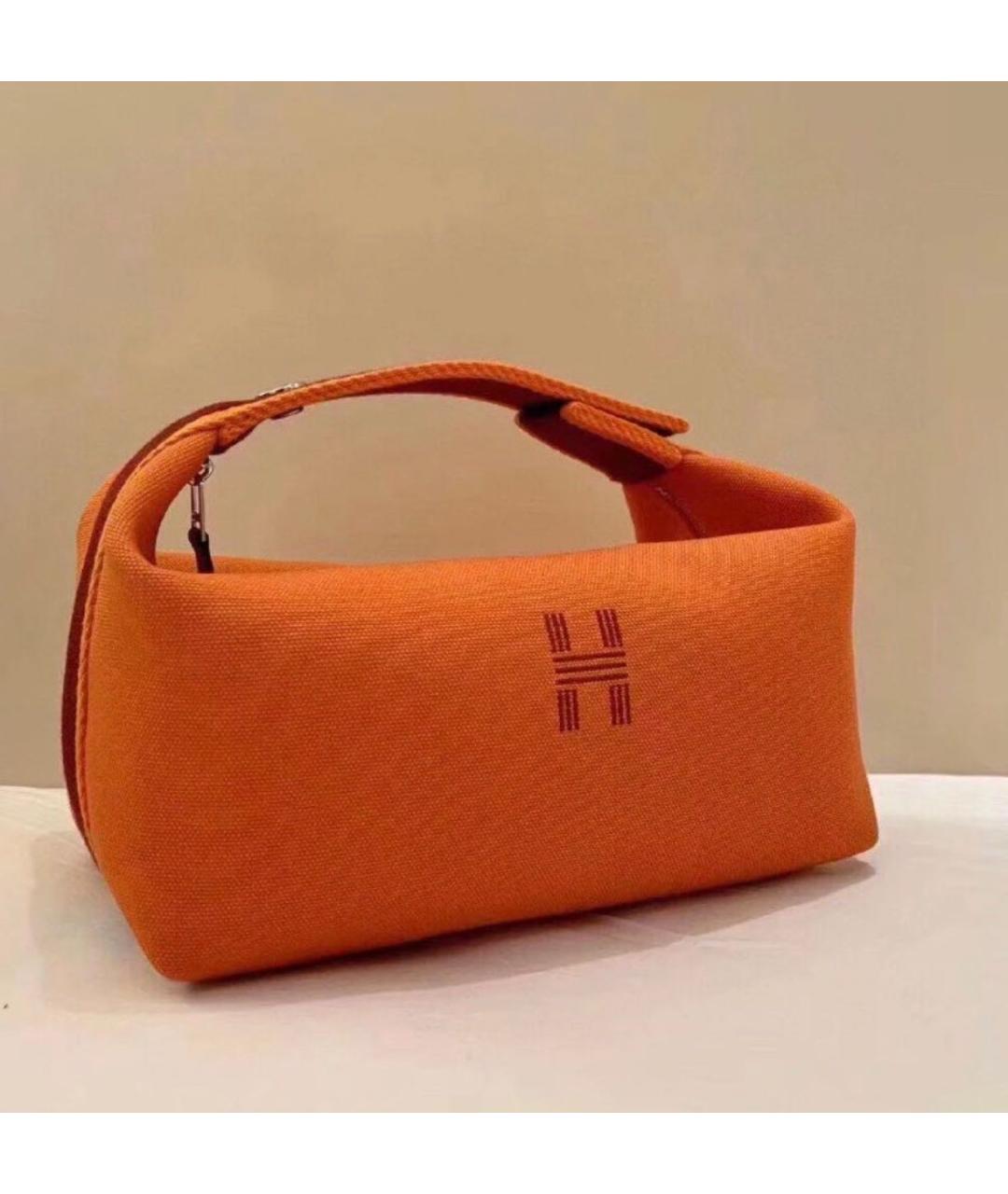 HERMES Оранжевая косметичка, фото 5