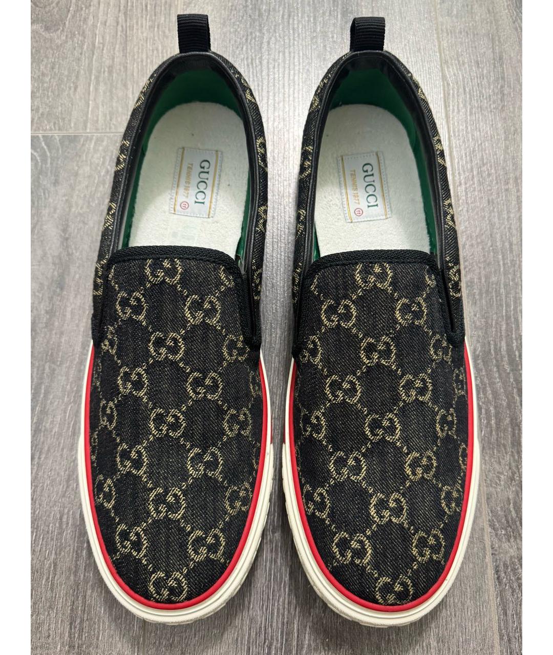 GUCCI Черные текстильные слипоны, фото 9