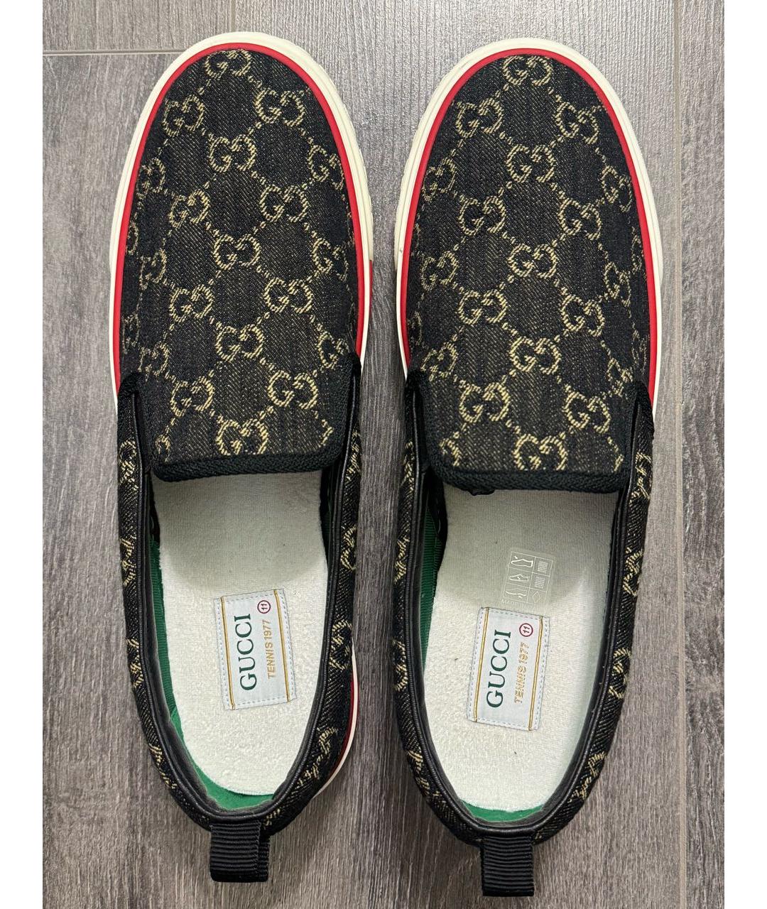 GUCCI Черные текстильные слипоны, фото 6