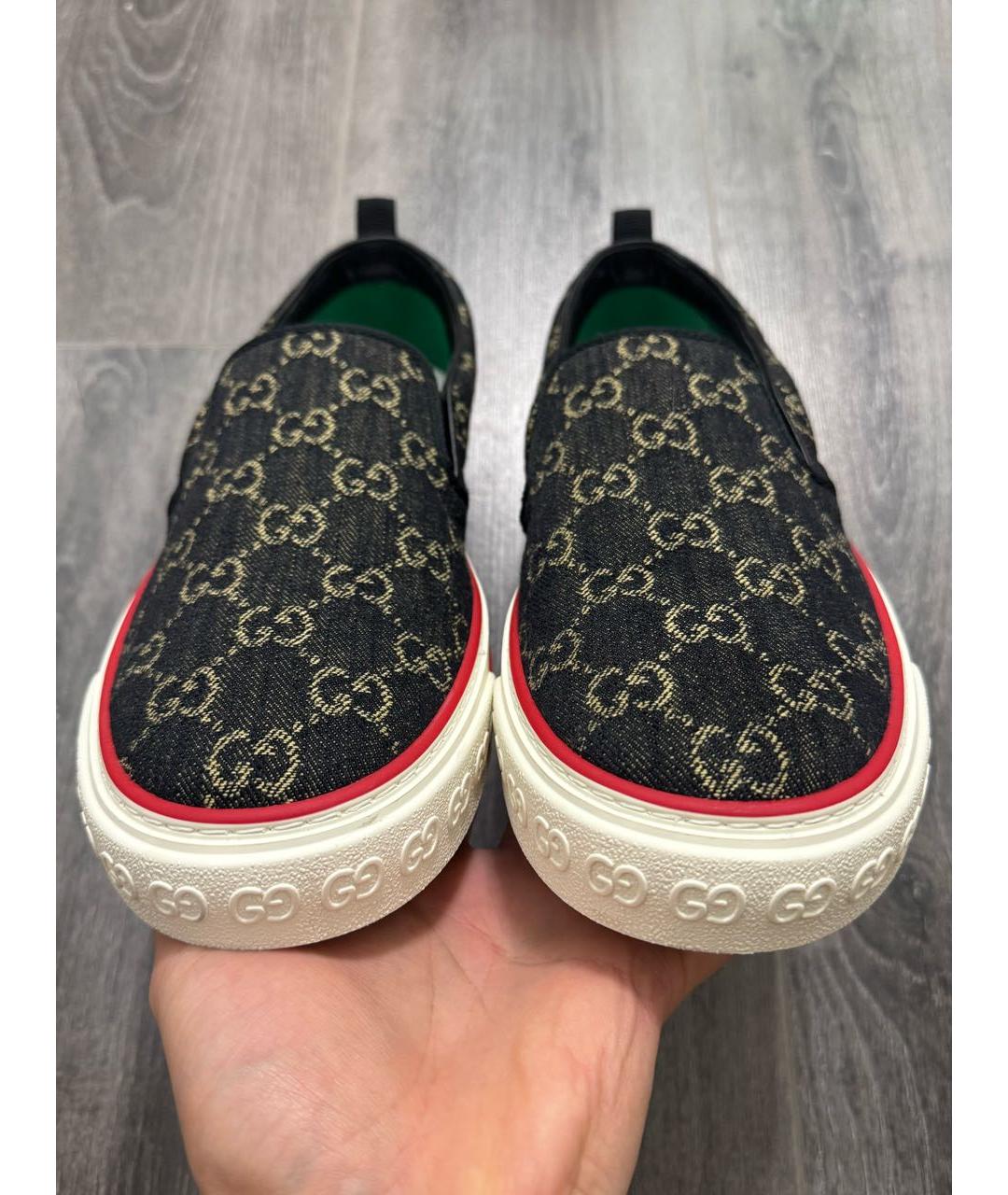 GUCCI Черные текстильные слипоны, фото 2