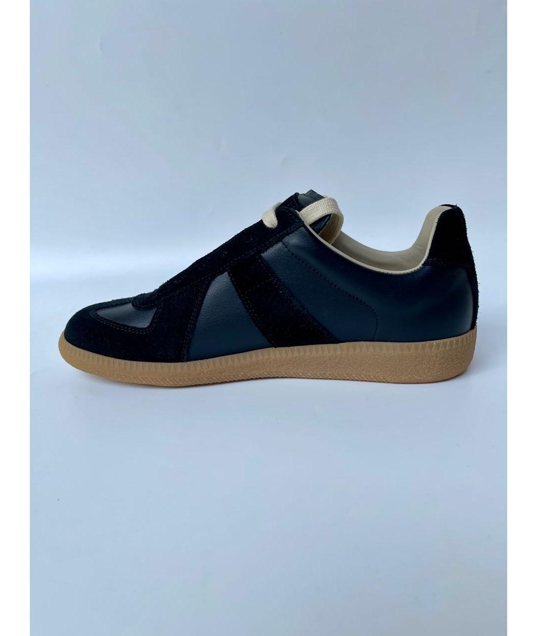 MAISON MARGIELA Черные кожаные кеды, фото 9