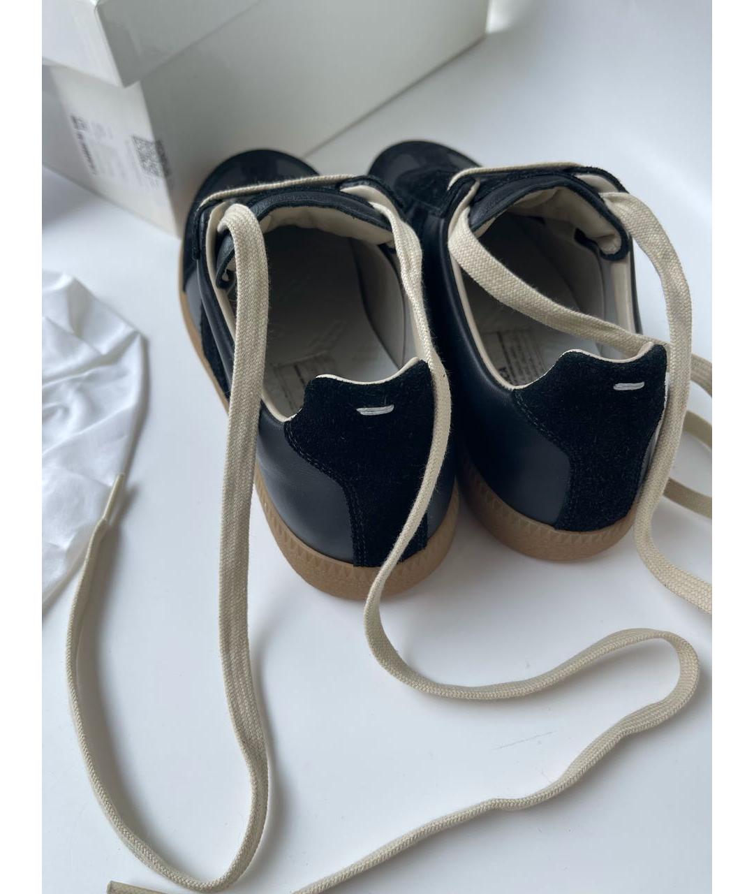 MAISON MARGIELA Черные кожаные кеды, фото 7