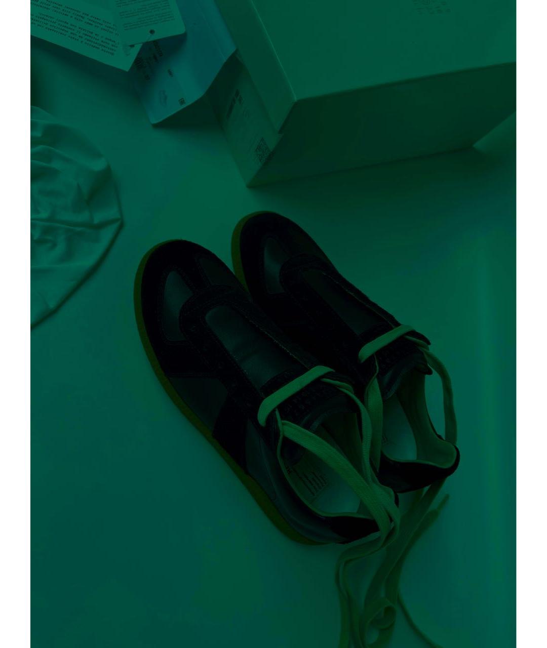 MAISON MARGIELA Черные кожаные кеды, фото 6