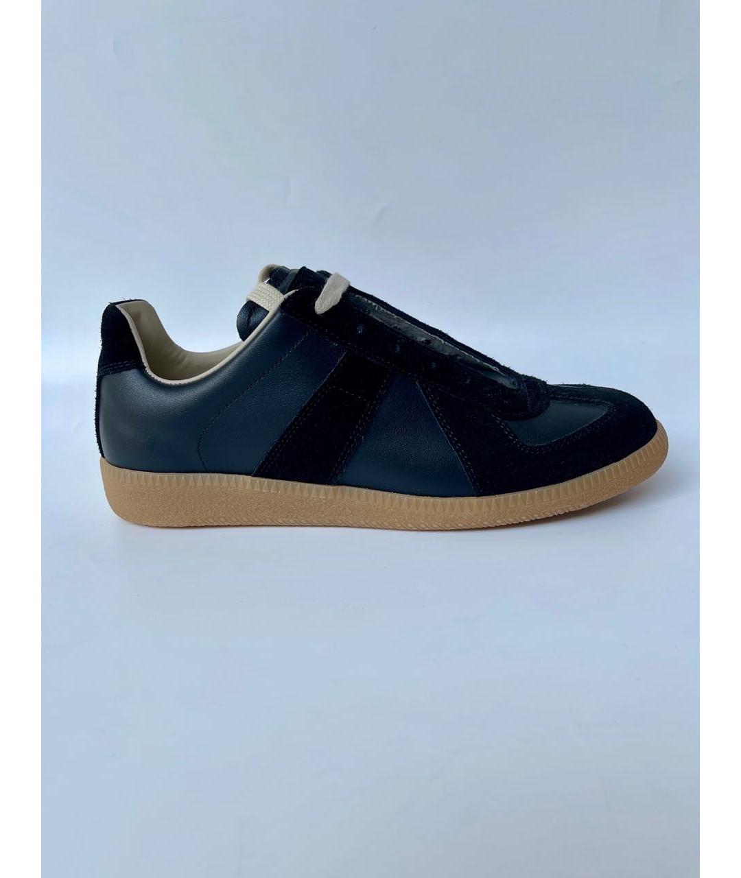 MAISON MARGIELA Черные кожаные кеды, фото 2