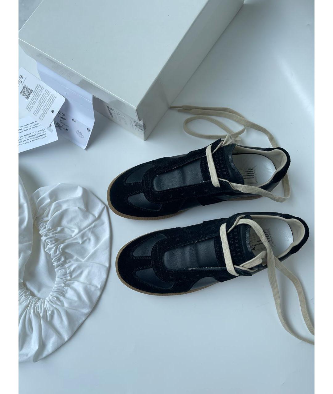 MAISON MARGIELA Черные кожаные кеды, фото 5