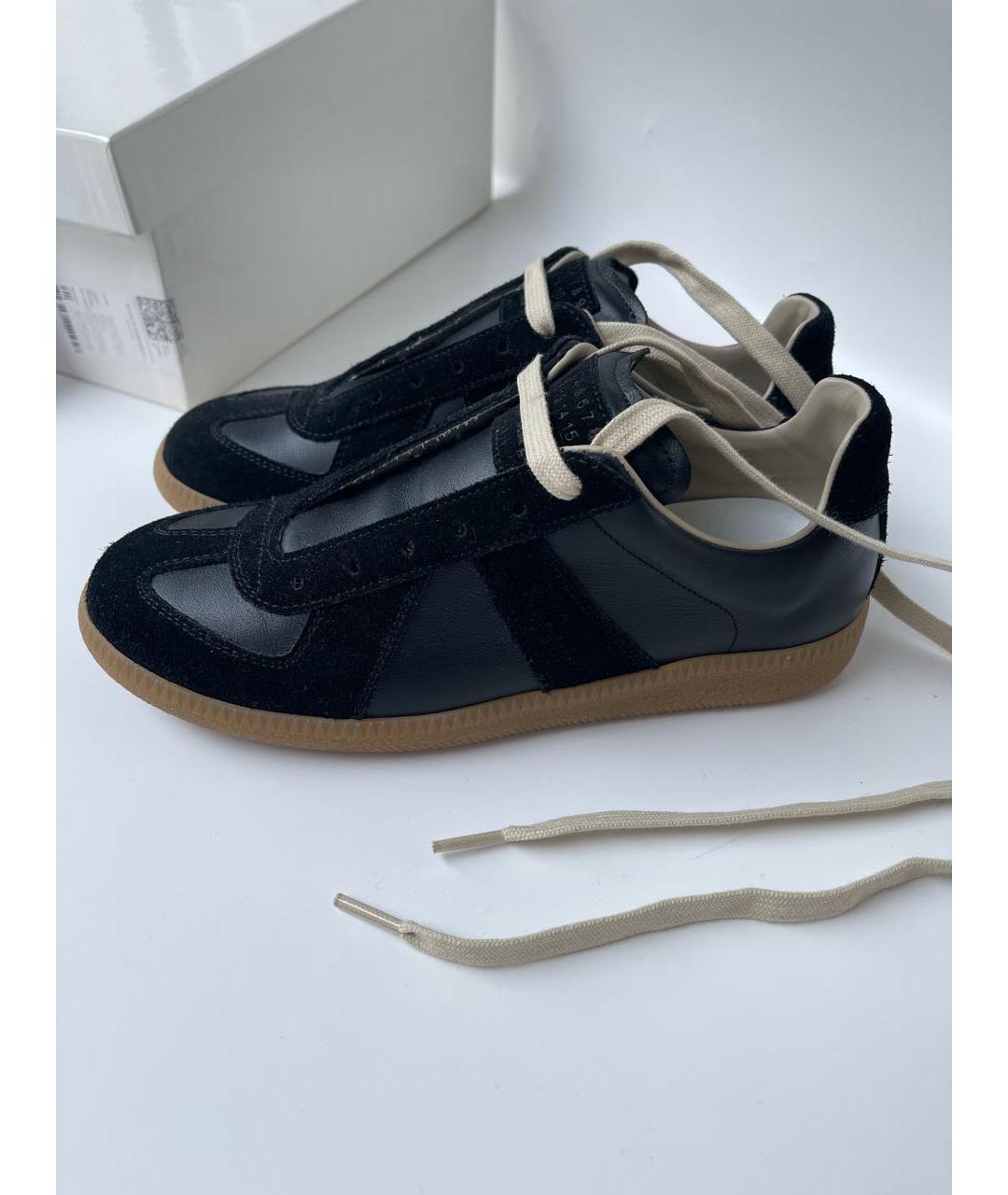 MAISON MARGIELA Черные кожаные кеды, фото 3